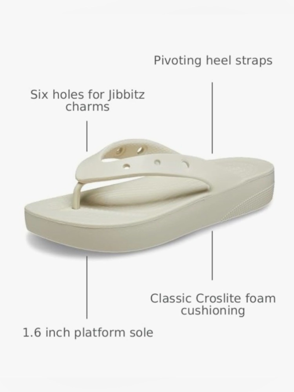 CROCS Women's Platform Flip Flop Sandal in Bone